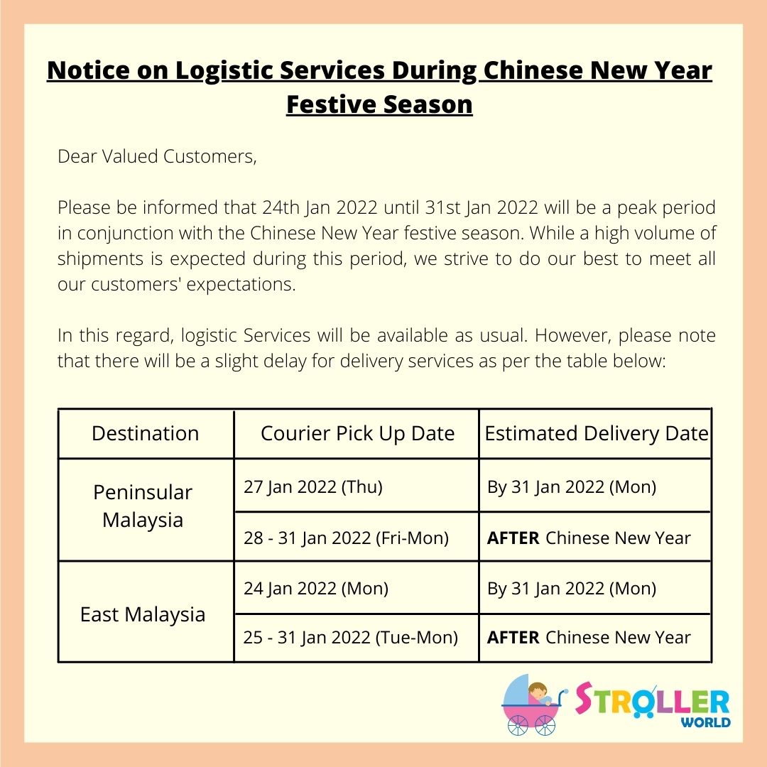Notice on Logistic Services During Chinese New Year Festive Season