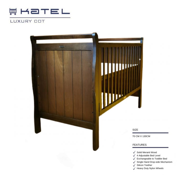 KATEL baby cot Luxury Coffee Oak