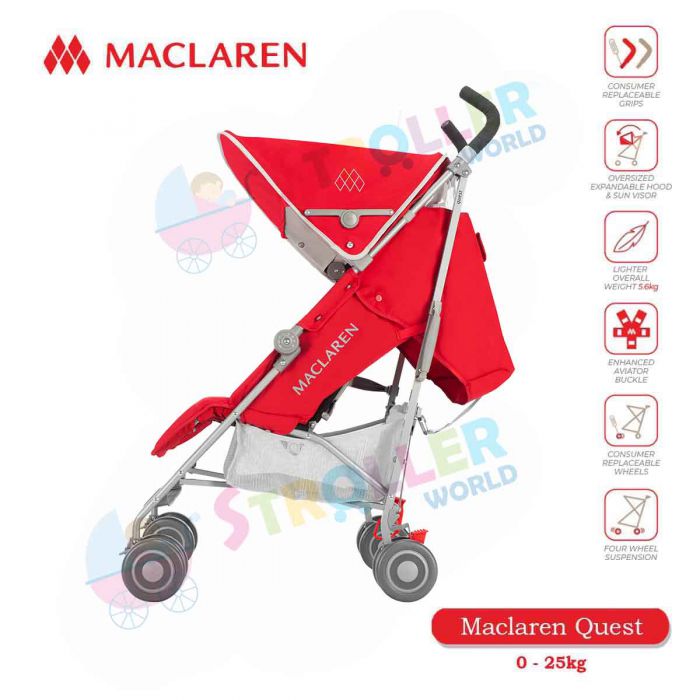 Stroller World Maclaren Quest Cardinal Silver
