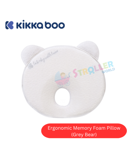 KIKKA BOO ERGONOMIC PILLOW - GREY BEAR