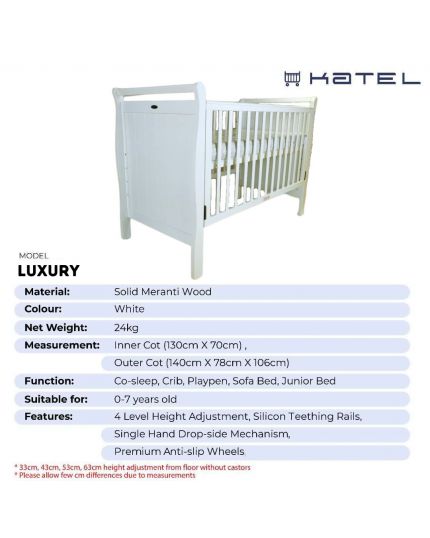 KATEL baby cot - Luxury White