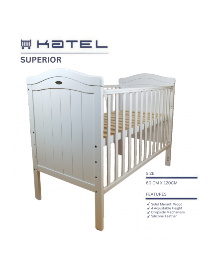 KATEL Baby Cot - Superior White